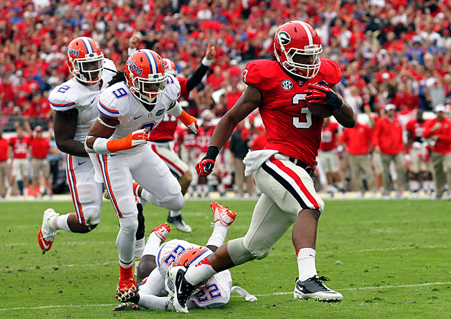 Gurley en un partido ante los Gators (AP)